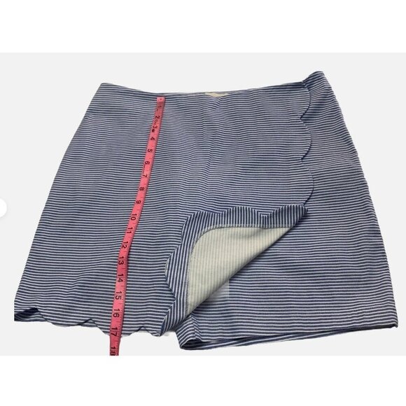 Talbots Womens Scalloped Wrap Skort Skirt Blue & White Stripe July 4th Size 12 - Picture 8 of 9